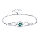 Luxury Women's Hands Bracelets Natural Emerald Zircon Fine Jewelry 925 Sterling Silver Female Bangle