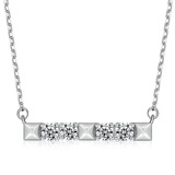 925 Sterling Silver Bar necklace with Zirconia