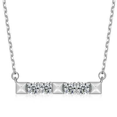 925 Sterling Silver Bar necklace with Zirconia