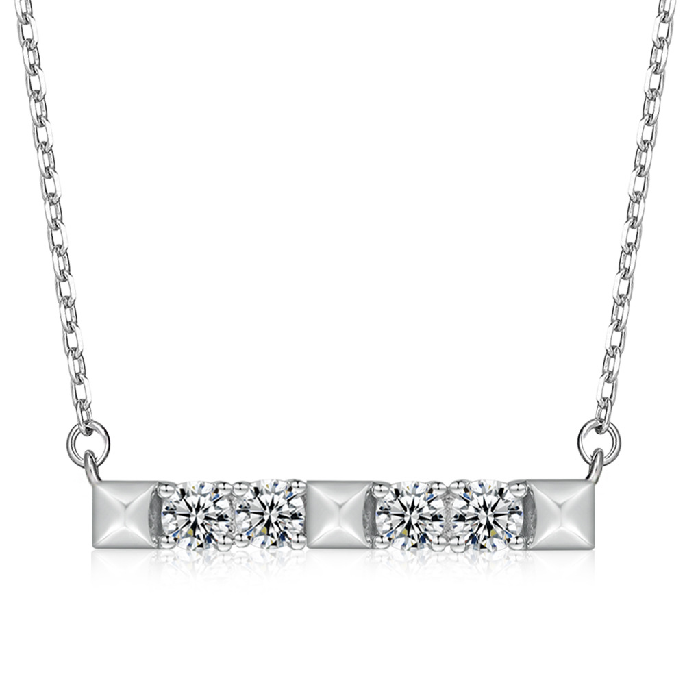 925 Sterling Silver Bar necklace with Zirconia