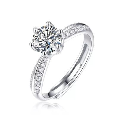 Women Sterling Silver Moissanite Eternity Diamond Ring Engagement