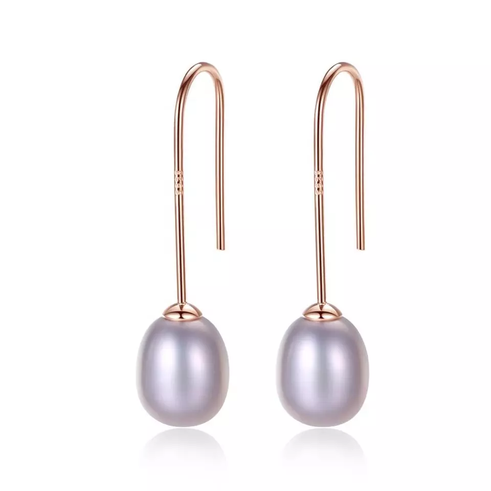 Rose Gold Fashion Jewellery Pearl Dangling 925 Sterling Silver Beautiful Dangle Earrings for Women