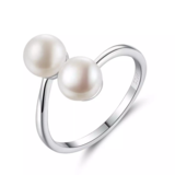 Adjustable Pearl Lady Finger Trendy Open Sterling Silver Fashion Wholesale Designed Ring Woman