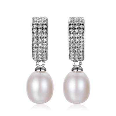 Drop Ear Ring Woman Wedding Earing Pearl CZ Designer Jewelry 2021 Trendy Silver Earring