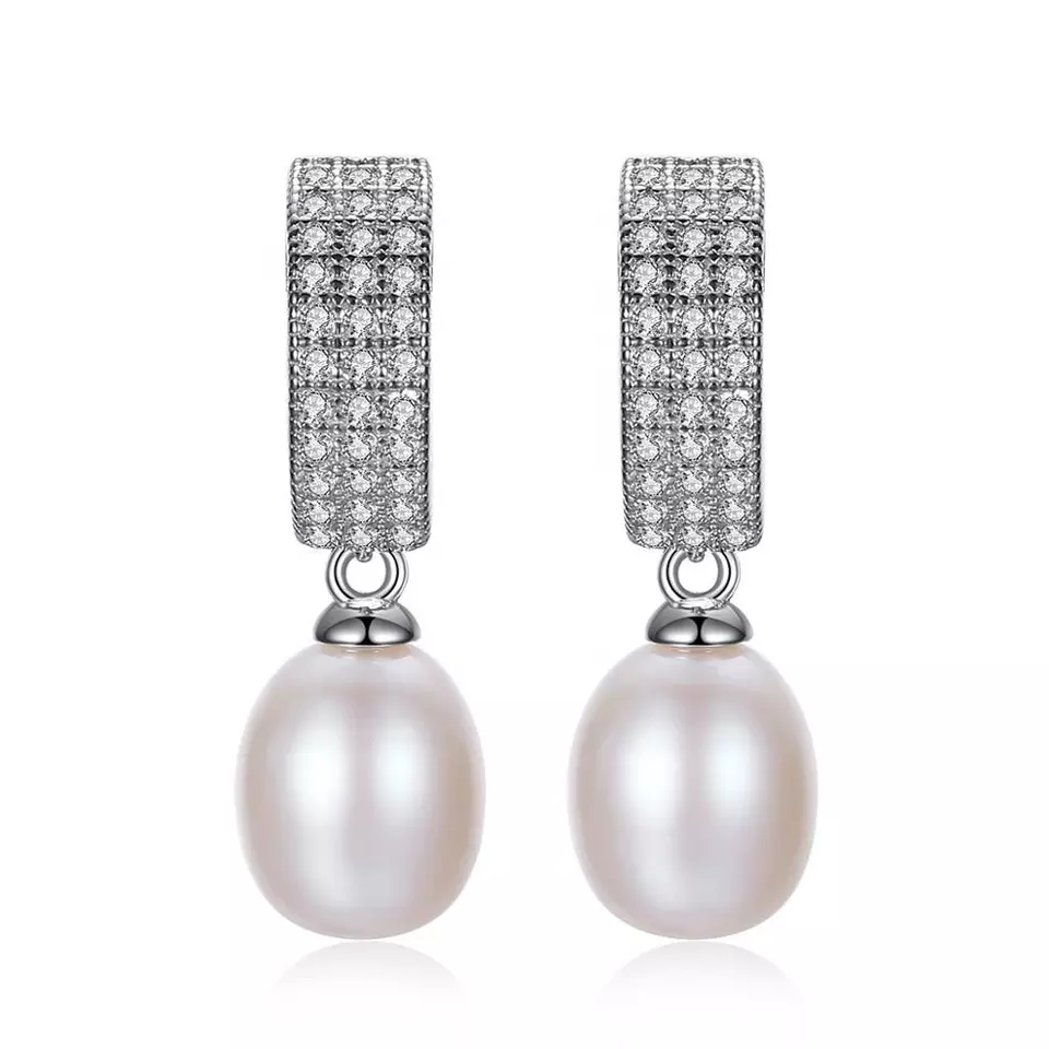 Drop Ear Ring Woman Wedding Earing Pearl CZ Designer Jewelry 2021 Trendy Silver Earring
