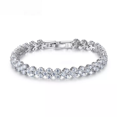 925 Sterling Silver Women Bracelets Cubic Zirconia Inlay Fashion Jewelry Bride Bracelets