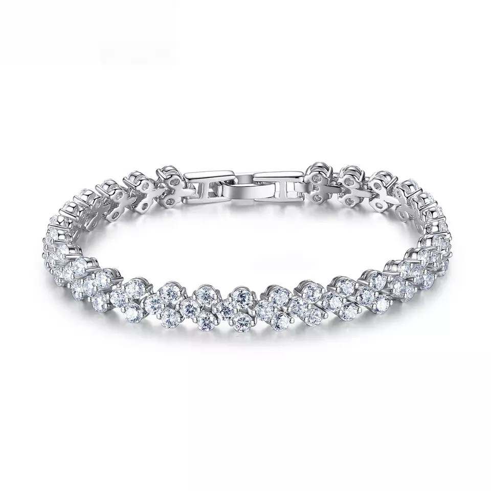 925 Sterling Silver Women Bracelets Cubic Zirconia Inlay Fashion Jewelry Bride Bracelets